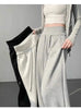 Gray High-Waist Loose Wide-Leg Straight Pants Women by FitiqueFit