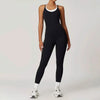 Sporty Jumpsuits Black Women Backless Fashion O-Neck