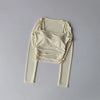 Yoga Clothes Women Sports Tops Fixed Chest Pads Mesh Splicing Slimming Long Sleeves Fashionable Running Training