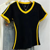 V Neck Short Sleeve Sports Jersey Slim