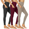 3-Pack High-Waisted Cropped Yoga Pants with Slanted Pockets by FitiqueFit