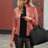Women’s Slim Fit Faux Leather Moto Jacket by FitiqueFit