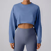 Women Sports Crop Top Long Sleeve T-Shirts Yoga Loose Tops Gym Clothing Fitness Running Yoga Shirts Workout Clothes