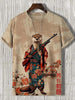 Samurai Cat Graphic T-Shirt – Japanese Style 3D Print Men's Tee by FitiqueFit