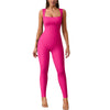 Sleeveless Square Collar High Waist Hip Lift Slim Sexy Sports Jumpsuit Women's One-piece Set