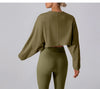 Women Sports Crop Top Long Sleeve T-Shirts Yoga Loose Tops Gym Clothing Fitness Running Yoga Shirts Workout Clothes