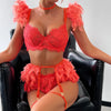 Ellolace Feather Lingerie Lace Luxury Underwear 5-Piece See Through Sissy Seamless Intimate Push Up Sensual Bra And Panty Sets