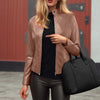 Women’s Slim Fit Faux Leather Moto Jacket by FitiqueFit