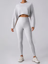 Women Sports Crop Top Long Sleeve T-Shirts Yoga Loose Tops Gym Clothing Fitness Running Yoga Shirts Workout Clothes