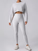 Women Sports Crop Top Long Sleeve T-Shirts Yoga Loose Tops Gym Clothing Fitness Running Yoga Shirts Workout Clothes