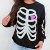 Sequin Skeleton Halloween Sweatshirt for Women – Spooky Casual Crew Neck Pullover, Long Sleeve Fall Streetwear