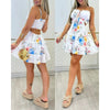 Women's Floral Spaghetti Strap Mini Dress – Cold Shoulder Ruched by FitiqueFit