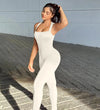 Sleeveless Square Collar High Waist Hip Lift Slim Sexy Sports Jumpsuit Women's One-piece Set