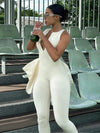 Sports Women's Jumpsuit Sleeveless Solid Slim Backless Zipper Open Back High Elastic Long Pants Jumpsuits Casual Jumpsuits