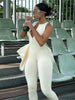 Sports Women's Jumpsuit Sleeveless Solid Slim Backless Zipper Open Back High Elastic Long Pants Jumpsuits Casual Jumpsuits