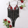 Ellolace Fancy Floral Body Suits Women Sexy Lingerie Women's Babydoll Embroidery Buckle Lace Erotic Costume See Through Body