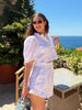 Women's Ruffled Linen-Blend Cropped Blouse & Shorts Set by FitiqueFit