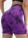 Women's Tie Dye Ruched High Waist Sports Shorts