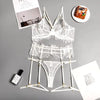 Ellolace Erotic Lingerie Sexy Underwear Lace Hollow Out Transparent Exotic Sets Sensual Underwire Bra and Panty Set with Garters