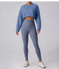 Women Sports Crop Top Long Sleeve T-Shirts Yoga Loose Tops Gym Clothing Fitness Running Yoga Shirts Workout Clothes