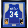 Framed Autographed/Signed Shaquille Shaq O'Neal 35x39 Los Angeles Retro Blue Basketball Jersey JSA COA by Hall of Fame Sports Memorabilia