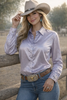 Neon Spur Embroidered Logo Satin Button Up Rodeo Shirt -Silver by Neon Spur