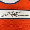 Framed Autographed/Signed Justin Simmons 35x39 Denver Orange Football Jersey PSA/DNA COA