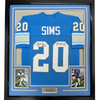 Framed Autographed/Signed Billy Sims 80 ROY 35x39 Detroit Blue Football Jersey JSA COA