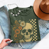 Skull & Flowers Firefly Comfort Colors T-Shirt | Halloween Graphic Tee by Adorb Custom Tees