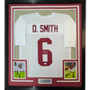 Framed Autographed/Signed Devonta Smith 35x39 Alabama White College Football Jersey JSA COA