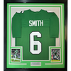Framed Autographed/Signed Devonta Smith 35x39 Philadelphia Kelly Green Football Jersey JSA COA