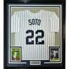 Framed Autographed/Signed Juan Soto 35x39 New York Pinstripe Baseball Jersey Beckett BAS COA