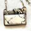 White Buffalo Turquoise Mountain Necklace | Fox and Moon Sterling Silver Pendant | Stand Collection by mend metalworks