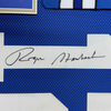 Framed Autographed/Signed Roger Staubach 35x39 Dallas Blue Football Jersey Beckett BAS COA