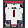 Framed Autographed/Signed Stefon Diggs 35x39 Houston White Football Jersey Beckett BAS COA