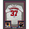 Framed Autographed/Signed Stephen Strasburg 35x39 Washington White Baseball Jersey PSA/DNA COA