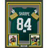 Framed Autographed/Signed Sterling Sharpe 35x39 Green Bay Green Football Jersey Beckett BAS COA