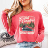 Stupid Canadian Wolf Bird Comfort Colors Long Sleeve – Hockey Romance BookTok Shirt by Adorb Custom Tees
