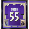 Framed Autographed/Signed Terrell Suggs 35x39 Baltimore Purple Football Jersey JSA COA