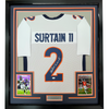 Framed Autographed/Signed Patrick Surtain II 35x39 Denver White Football Jersey JSA COA