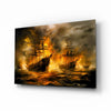 Navy in Flames Glass Wall Art || Designer Collection by Insigneart USA