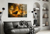 Navy in Flames Glass Wall Art || Designer Collection by Insigneart USA