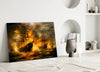 Navy in Flames Glass Wall Art || Designer Collection by Insigneart USA