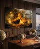 Navy in Flames Glass Wall Art || Designer Collection by Insigneart USA