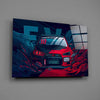 EVO X Red Storm Glass Wall Art || Designer Collection by Insigneart USA