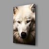 The White Wolf's Gaze Glass Wall Art || Designer Collection by Insigneart USA
