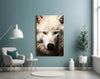 The White Wolf's Gaze Glass Wall Art || Designer Collection by Insigneart USA