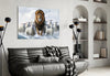 The Lion and the Lambs: Snowy Kingdom Glass Wall Art || Designer Collection by Insigneart USA