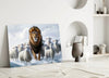 The Lion and the Lambs: Snowy Kingdom Glass Wall Art || Designer Collection by Insigneart USA