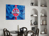 The fluctuating Detroit Pistons Glass Wall Art || Designer Collection by Insigneart USA